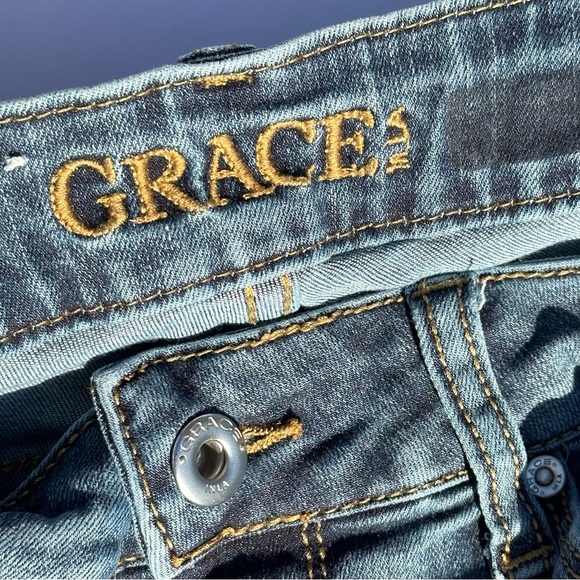 🍓Grace in LA Jeans EL-51611-DK-32 Denim Dark Wash Mid Rise Flare leg Size 28 - Picture 8 of 11